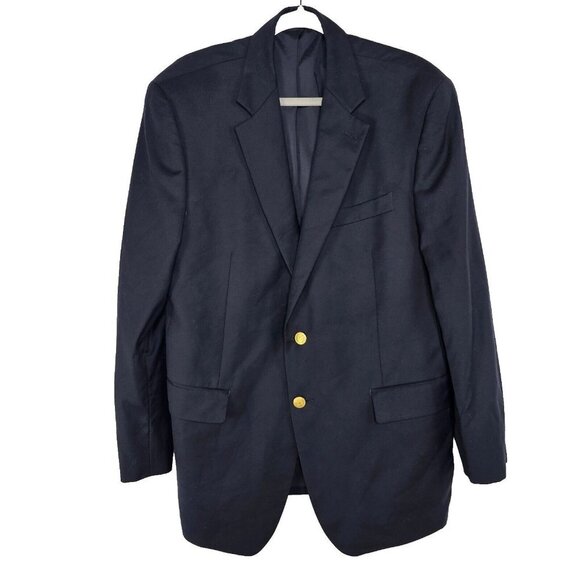 LRL Ralph Lauren Mens Sport Coat Size 42R Navy Blue Solid Blazer Jacket Single